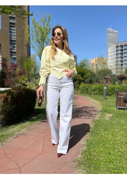 Beyaz Wide Leg Jean