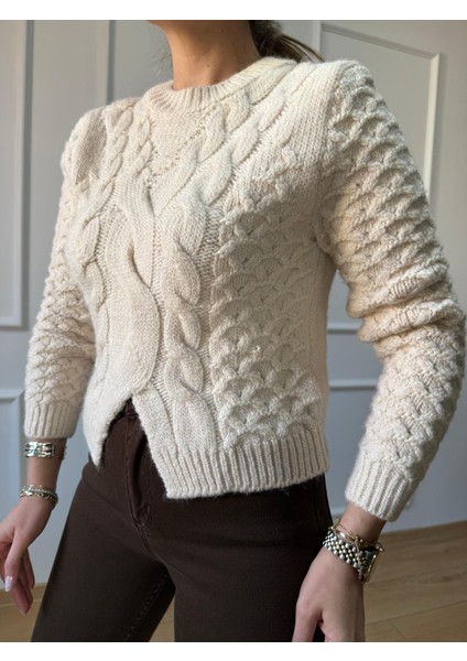 Krem Saç Örgü Kazak fiyatları