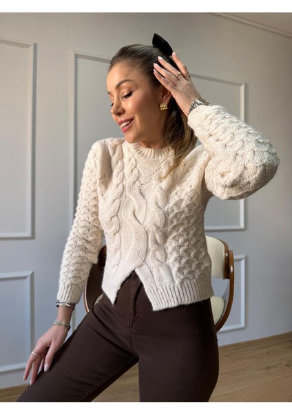 Krem Saç Örgü Kazak fırsatları