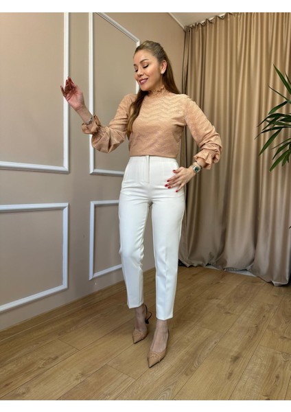 Sütlü Kahve Yaprak Desen Bluz fiyatları