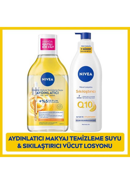 Serum İçerikli Micellar Makyaj Temizleme Suyu 400ml ve Q10 Vücut Losyonu, Nemlendirici