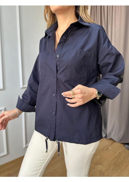 Lacivert Mix Kumaş Tasarım Gömlek