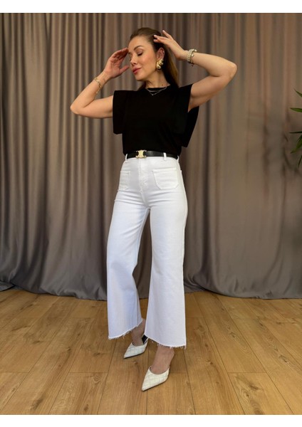 Orj. Marka Beyaz Bol Paça Flare Jean fiyatları
