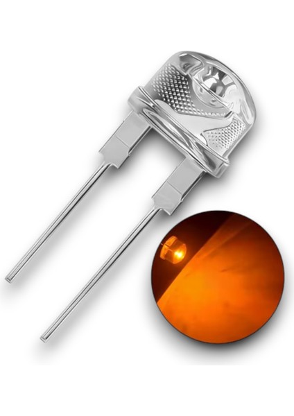 8mm Turuncu Mantar Şeffaf LED - 50 Adet