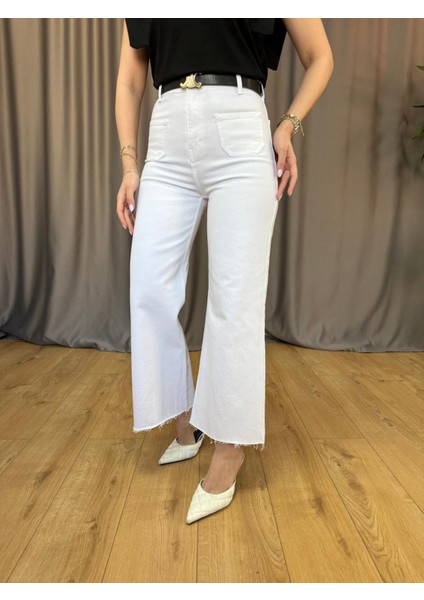 Orj. Marka Beyaz Bol Paça Flare Jean fırsatları