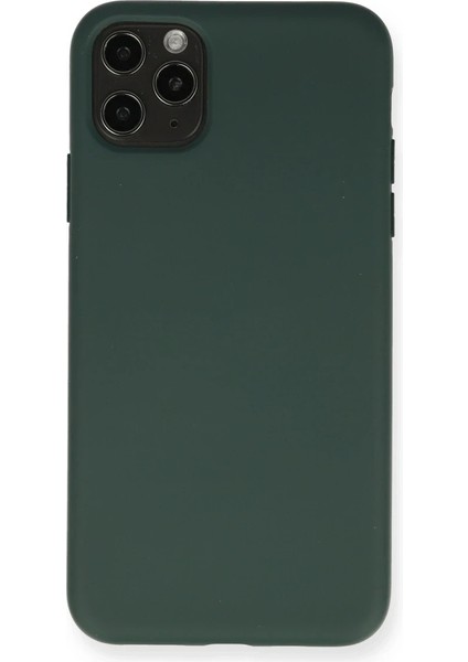 iPhone 11 Pro Max Kılıf Nano Içi Kadife Silikon - Koyu Yeşil