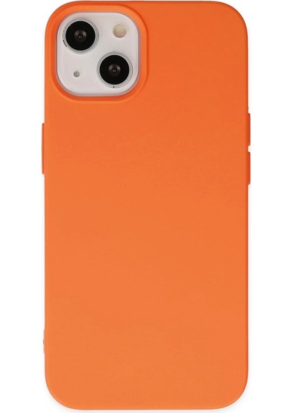 iPhone 14 Plus Kılıf Nano Içi Kadife Silikon - Turuncu
