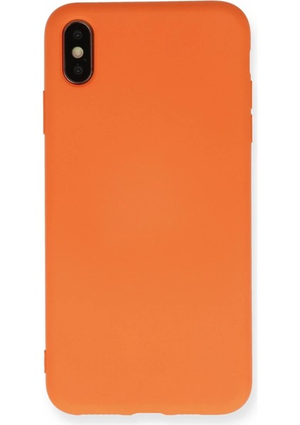 iPhone Xs Max Kılıf Nano Içi Kadife Silikon - Turuncu