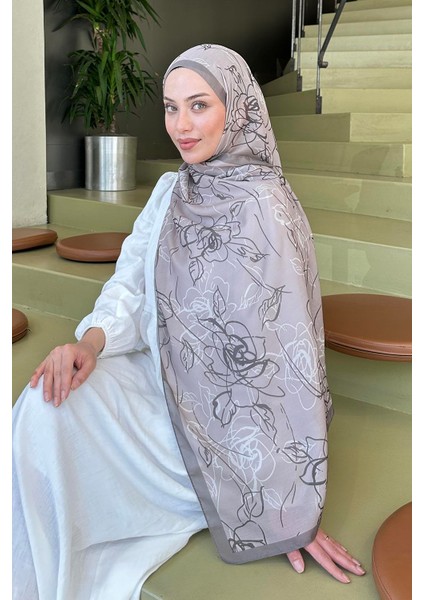 Çiçek Desen Soft Şal Toprak