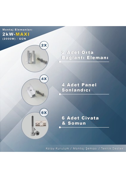 2 Kw Maxı Solar Paket Sistem (2000W/GÜN)
