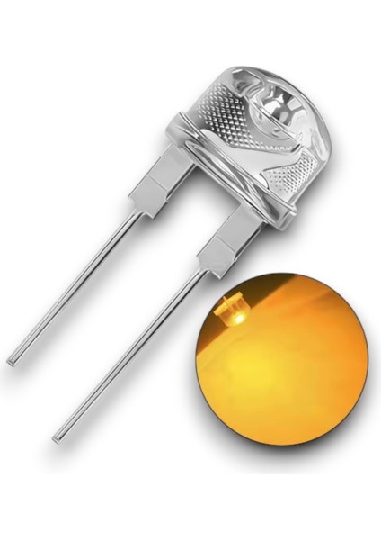 8mm Sarı Mantar Şeffaf LED - 50 Adet