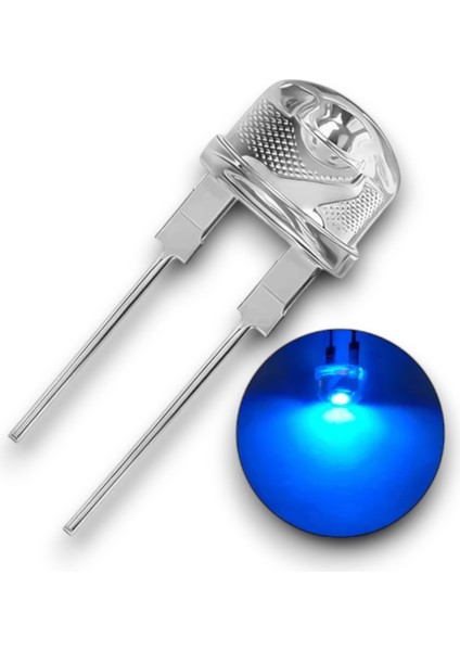 8mm Mavi Mantar Şeffaf LED - 50 Adet