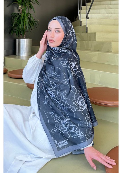 Çiçek Desen Soft Şal Füme modelleri