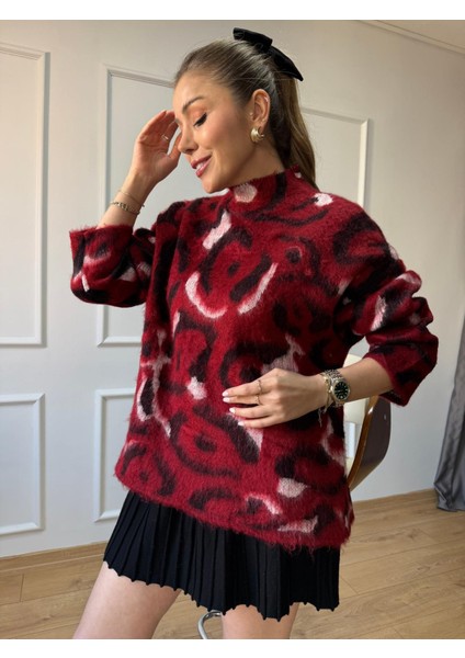 Bordo Desenli Sakallı Kazak indirimleri