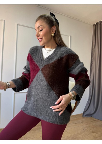 Gri V Yaka Sakallı Kazak indirimleri