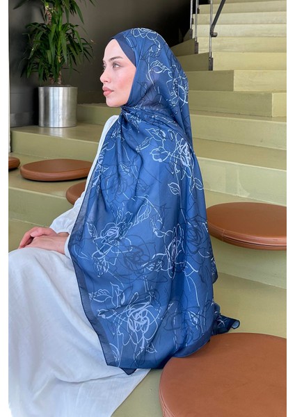 Çiçek Desen Soft Şal Indigo fırsatları