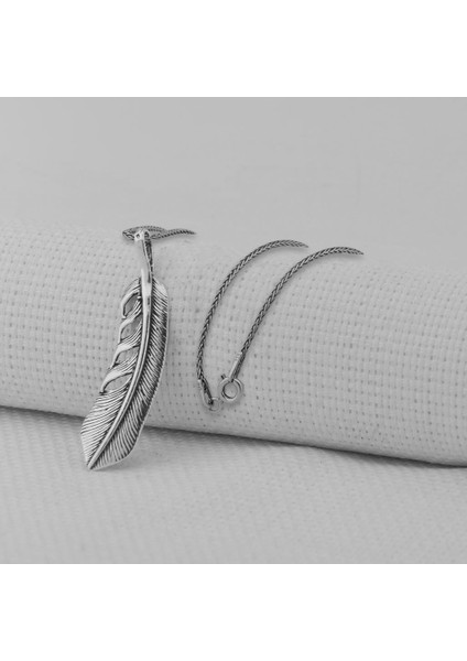 Kuş Tüyü 925 Ayar Erkek Gümüş Kolye