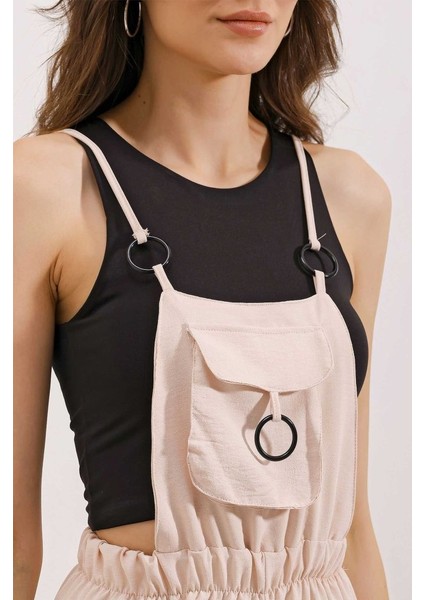 7023 Askılı Bahçıvan Tulum - Bej fırsatları