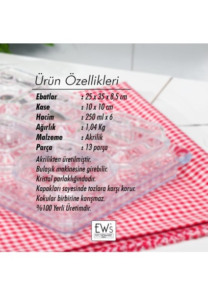 Şeffaf 6'lı Kapaklı Kahvaltılık Seti, renkli ve pratik saklama çözümleri
