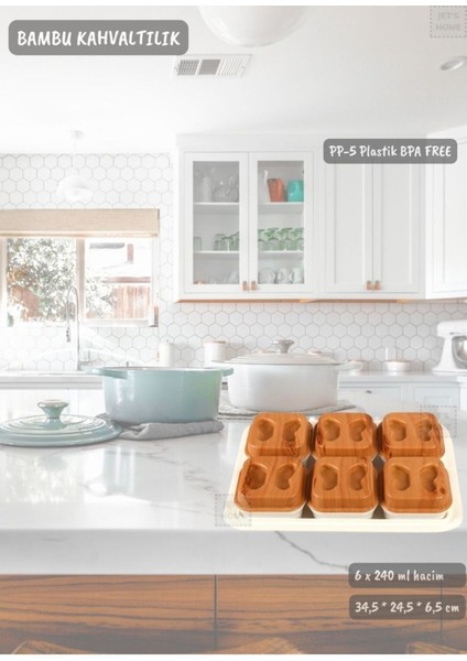 6’lı Bambu Kahvaltılık Seti, Tepsili ve Renkli, BPA Free, 11-15 Parça