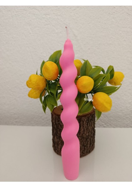 3'lü Pudra Pembe Italyan Burgulu Şamdan Soya Mumu Doğal Kokulu Uzun Çubuk Konik Burgu Spiral Mum fırsatları