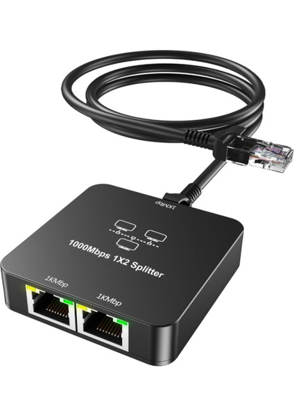 Ethernet Kablosu Ile Ethernet Bölücü 1000 Mbps 1 x 2 Splitter Adaptör