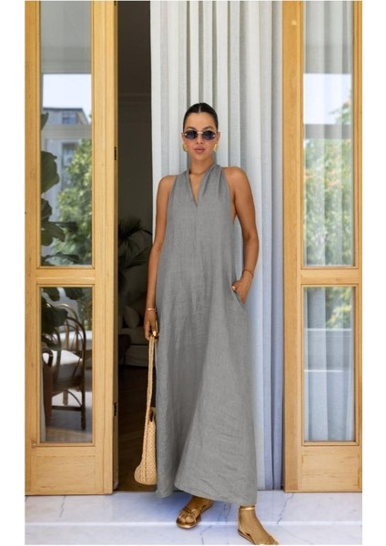 V Yaka Paraşüt Elbise