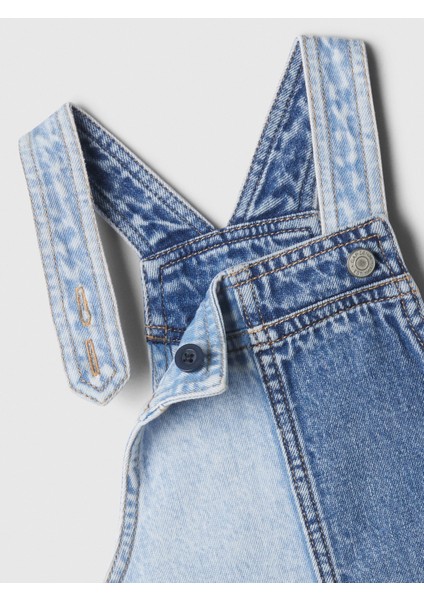 Kız Bebek Mavi Patchwork Denim Salopet modelleri