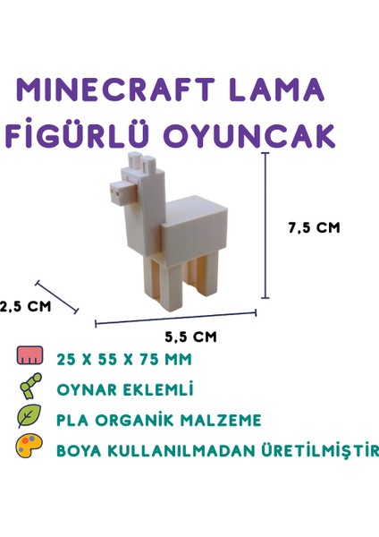 Minecraft Lama Figür - Minecraft Temalı 3D Mini Oyuncak