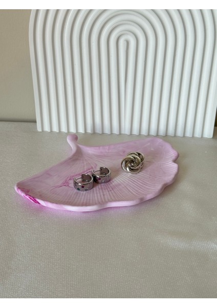 El Yapımı Minimalist Pembe Ginkgo Yaprağı Takı & Sunum Tabağı modelleri