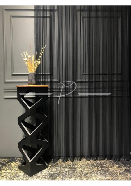 Siyah Grek Tül Perde - Etek Kurşunlu, Normal Pileli, Modern Tül Perde indirimleri