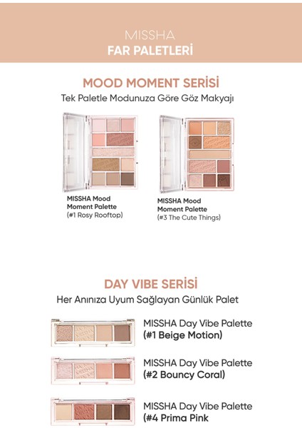 Mat ve Işıltılı Tonlar Barındıran Far Paleti Missha Mood Moment Palette (1 Rosy Rooftop)