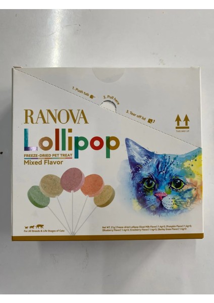 Kediler Için Karışık Lezzetlilolipop Mixed 1.4 Gr*15 Adet