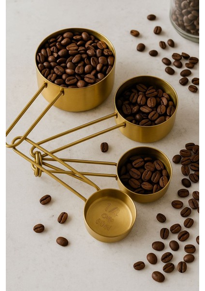 4'lü Metal Saplı Gold Touch Premium Ölçü Kaşık Seti