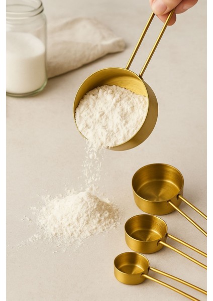 4'lü Metal Saplı Gold Touch Premium Ölçü Kaşık Seti modelleri