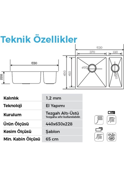 Stella 4563 Pvd Füme 1,5 Gözlü Sağ Paslanmaz Çelik Mutfak Eviyesi fiyatları