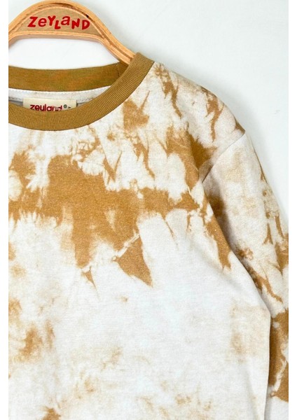 Unisex Çocuk Batik Desenli Pijama Takımı - Camel modelleri