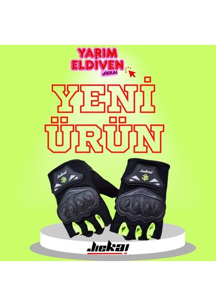 Jk-Yx Yarım Eldiven Korumalı * Neon Yeşil *tam Kalıp