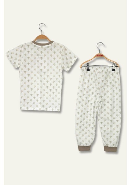 Unisex Çocuk Balon Baskılı Pijama Takımı - Bej fırsatları