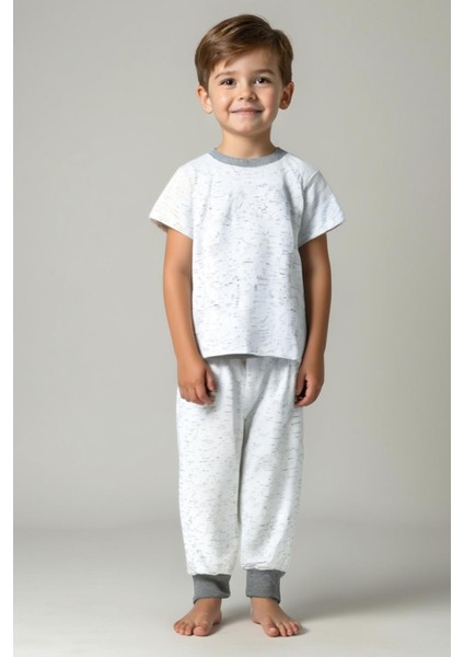 Unisex Çocuk Kırçıllı Pijama Takımı - Antrasit