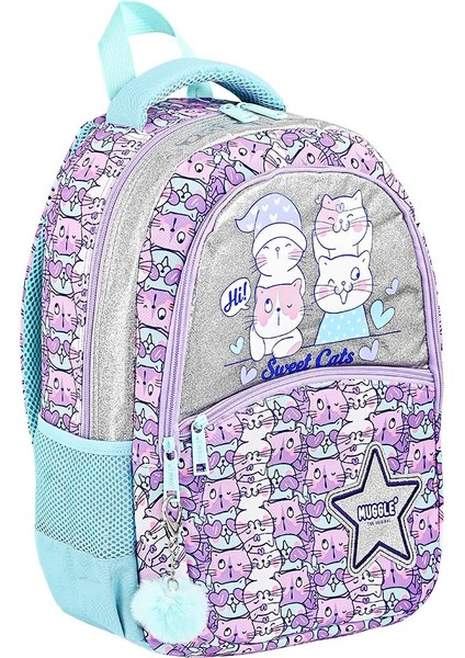 MU-9063 Sevimli Kedi Desenli Kız Çocuk Ilkokul Çantası
