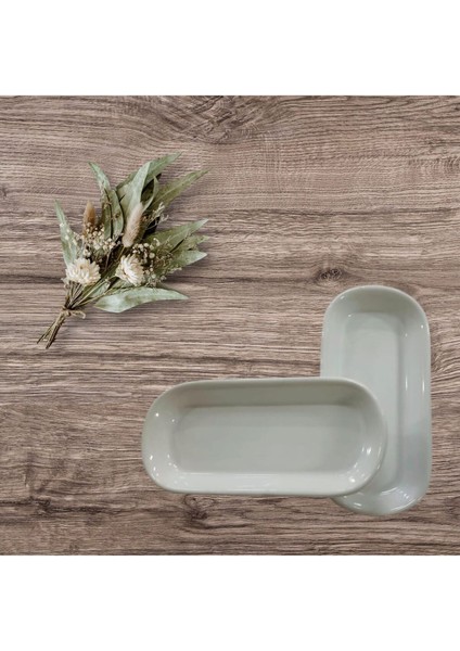 Beyaz seramik oval peynir ve çerezlik tabağı, 20x9 cm, şık ve pratik tasarım, 2 parça modelleri