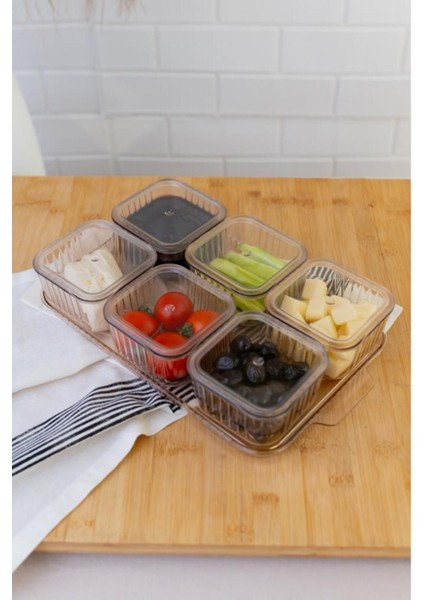 6 Bölmeli Kapaklı Kahvaltı Seti, 13 Parça, Krem, Bal Rengi, TR, Şık ve kullanışlı modelleri