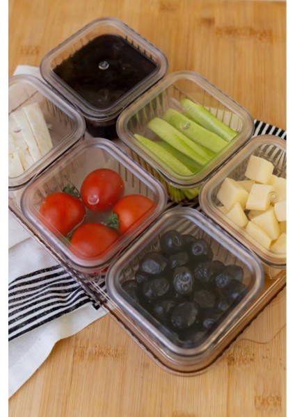 6 Bölmeli Kapaklı Kahvaltı Seti, 13 Parça, Krem, Bal Rengi, TR, Şık ve kullanışlı