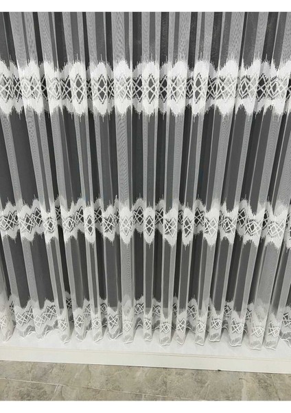 Tül Perde Desenli Zigzag Işleme Nakış Salon Oturma Odası Mutfak Yatak Odası Sık Pile