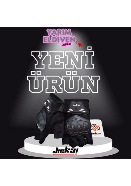 Jk-Yx Yarım Eldiven Korumalı * Siyah *tam Kalıp