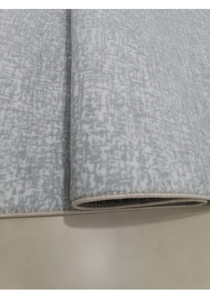 Düz Desen Gri Saçaklı Kaymaz Taban Kesme Yıkanabilir Halı Yolluk