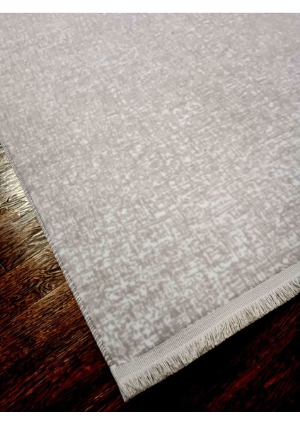 Düz Desen Bej Saçaklı Kaymaz Taban Kesme Yıkanabilir Halı Yolluk modelleri