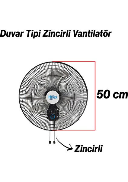 Sanayi Tipi Duvar Vantilatörü 50 cm 130W Endüstriyel Sessiz Duvara Monte Zincirli Fan modelleri