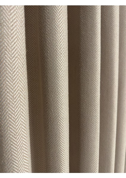 Balık Sırtı Bej Fon Perde 1/3 Sık Pile Fon Perde